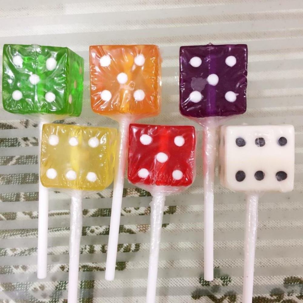 Wholesale Custom Dice Cube Shaped Light-Up Lollipops Stick Wholesale Custom Candy