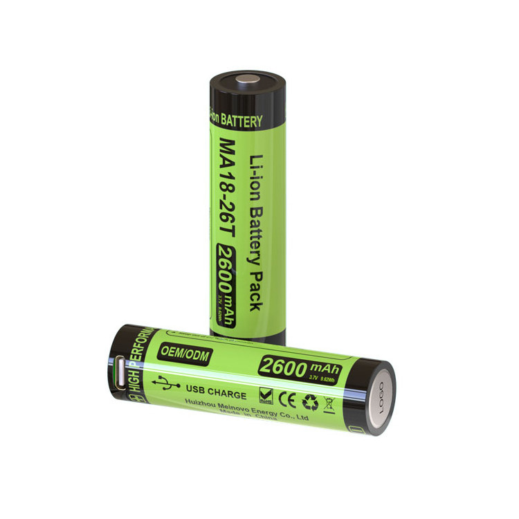 18650 2600mah USB Rechargeable Batteries Li Ion Rechargeable Battery TYPE-C rechargeable flashlight