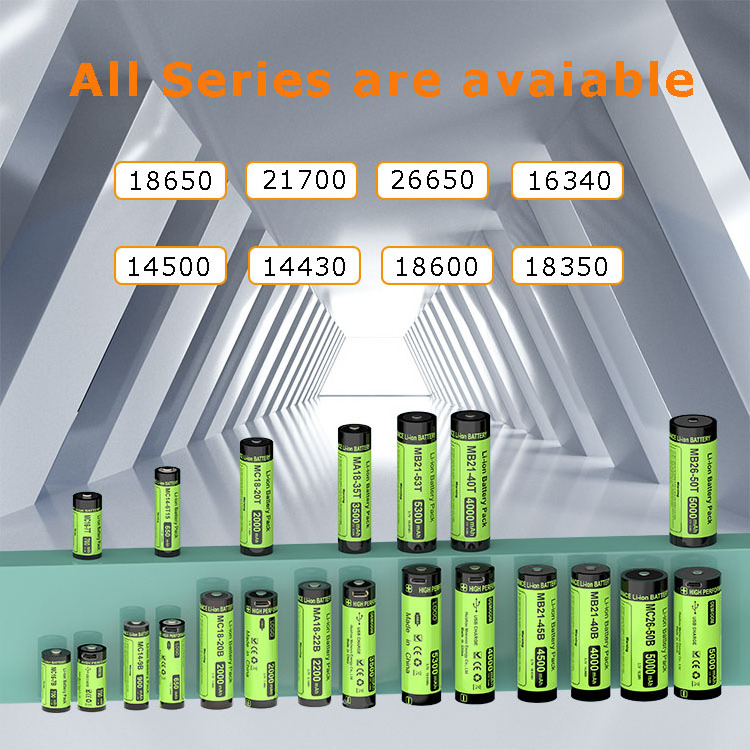 Type-C USB Rechargeable Battery 3.7V 2000mAh 2200mAh 2600mAh 3000mAh 3500mAh 18650 Flashlight Battery