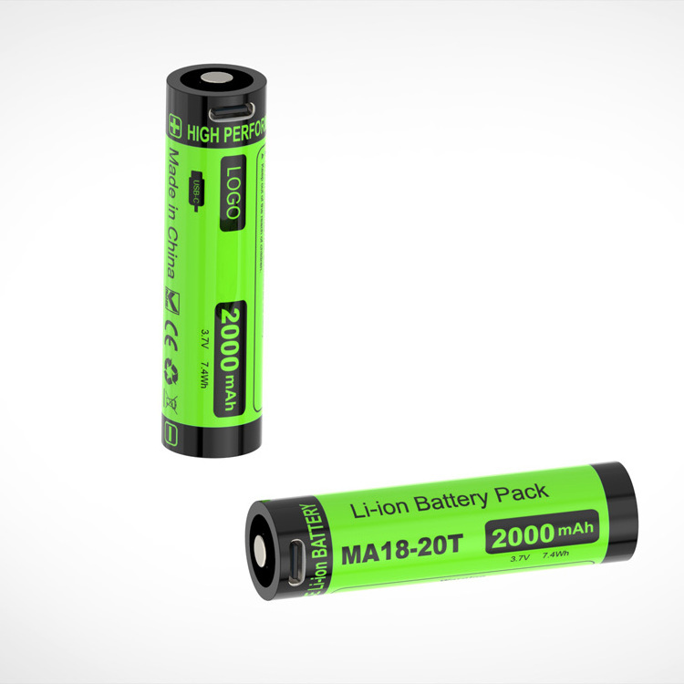 Type-C USB Rechargeable Battery 3.7V 2000mAh 2200mAh 2600mAh 3000mAh 3500mAh 18650 Flashlight Battery