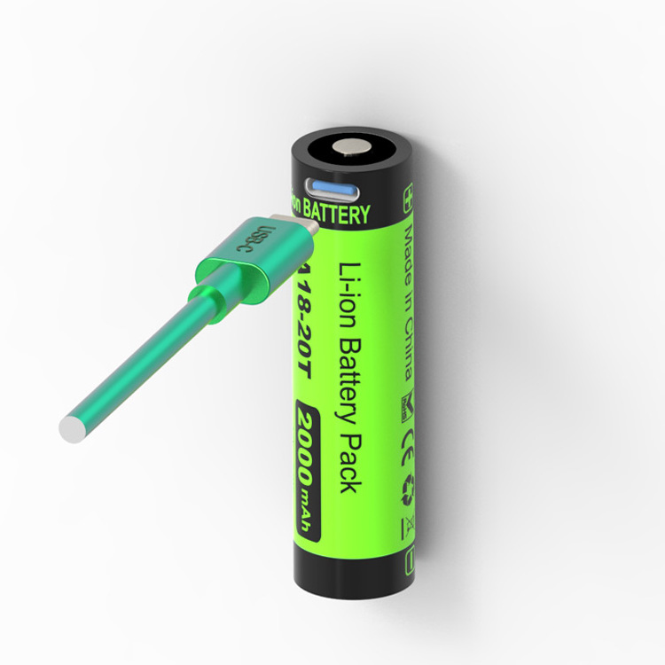 Type-C USB Rechargeable Battery 3.7V 2000mAh 2200mAh 2600mAh 3000mAh 3500mAh 18650 Flashlight Battery