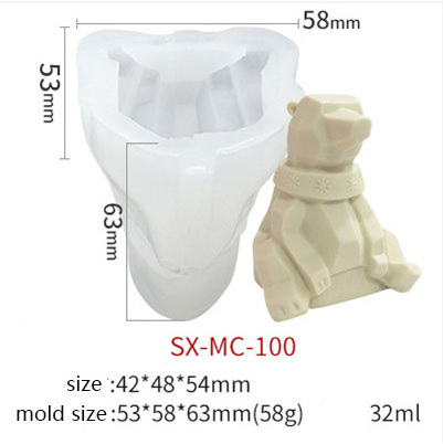 Wholesale 3D Animals Teddy Bear Dog Cat Pig Silicone ice cube tray mold Easy Release Soap Candle Coffee Topper Mold