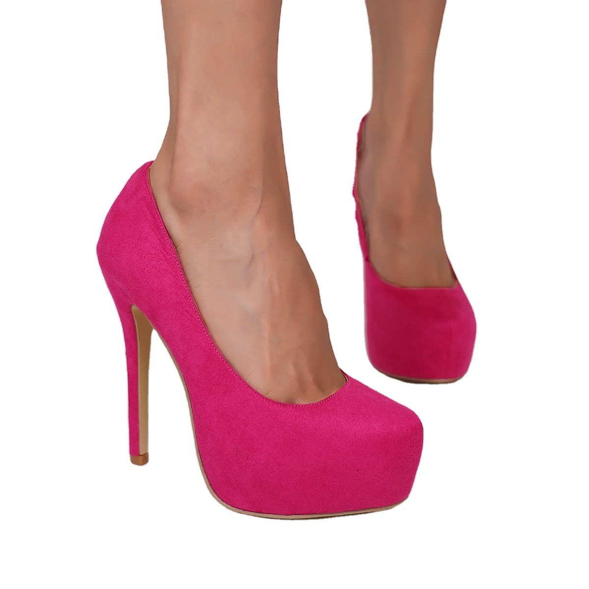 Wholesale Ladies Suede Upper Pink Color Sexy Platform High Heels Made In China Women Shoes