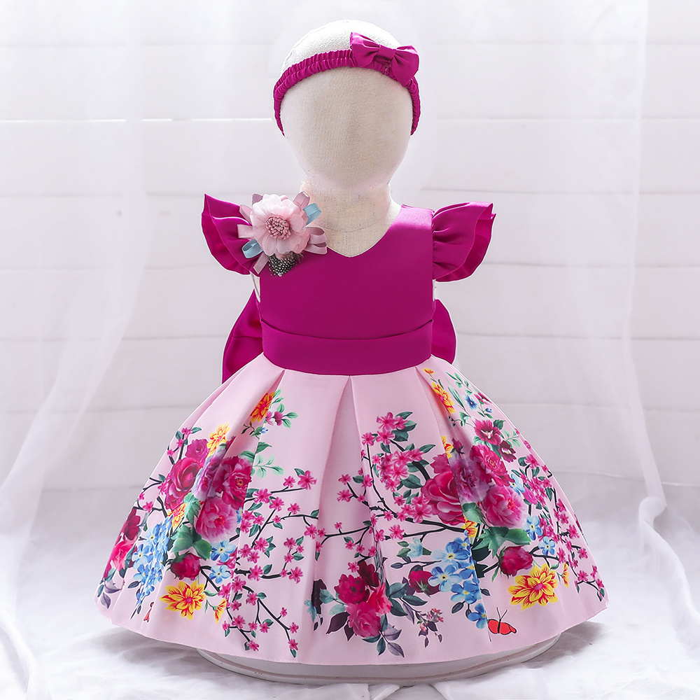 MQATZ 2023 Newborn Kids Flower Party dress print design backless Baby Frock Children Princess Dress L2033XZ