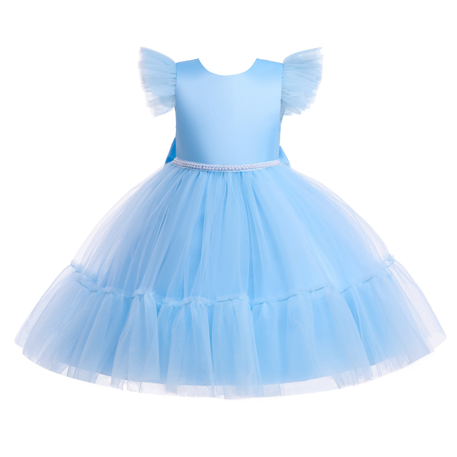 MQATZ New Arrival Single Jacquard Elegant Baby Girls Dress Stock Puffy Kids Frock Girl tulle Dress L5293