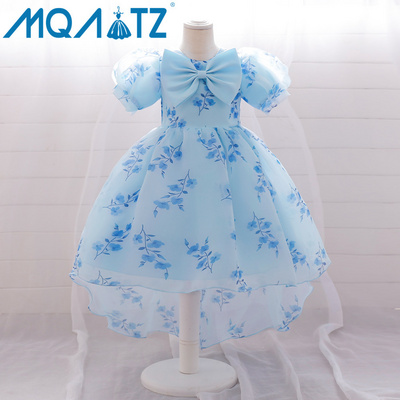 MQATZ Children's princess dress fashionable little girl's printed tail infant and toddler one-year-old dress AL112XZ