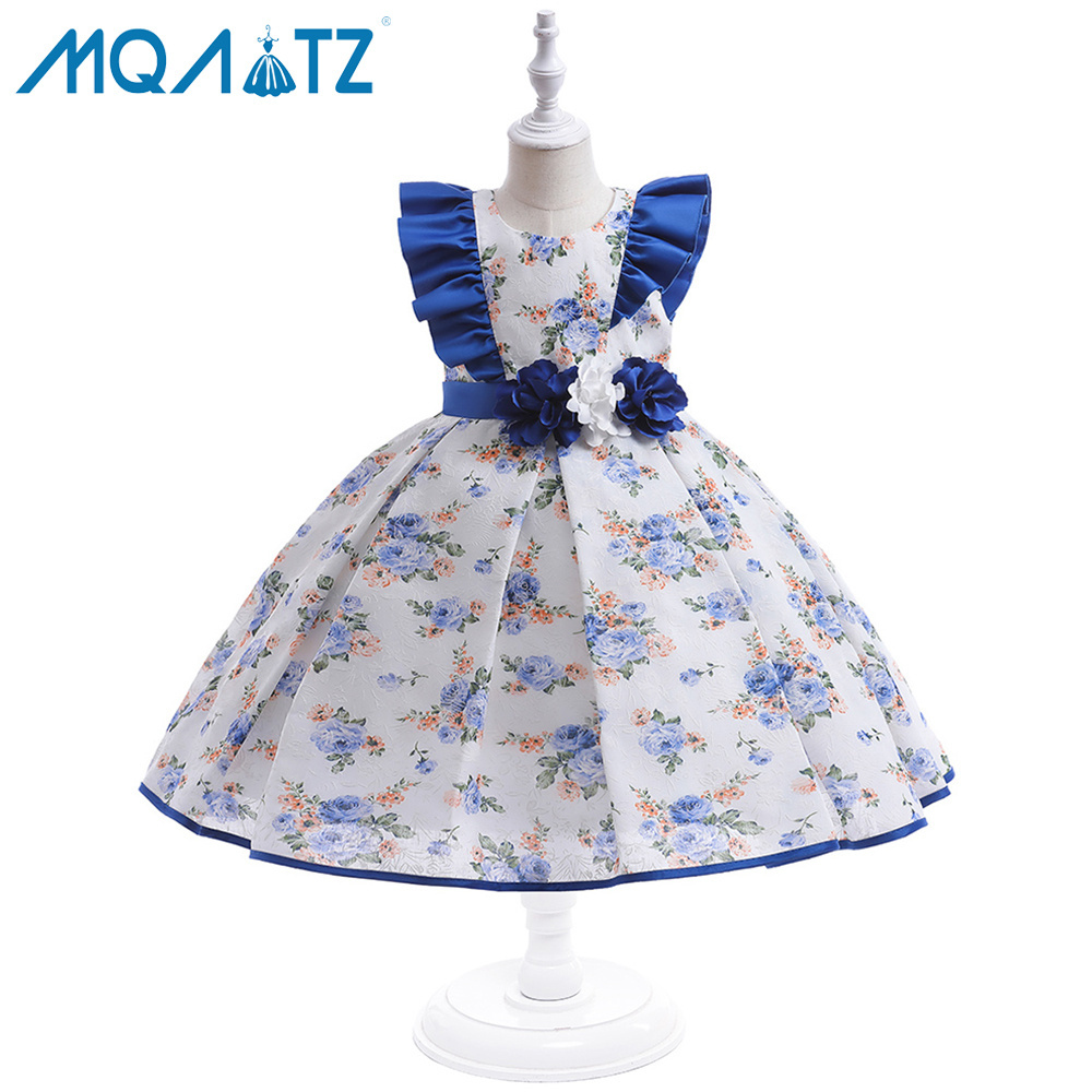 MQATZ Hot Sale Puffy Sleeves Print Flower Gilr Party Dress Children  Evening Dresses For Wedding L5391