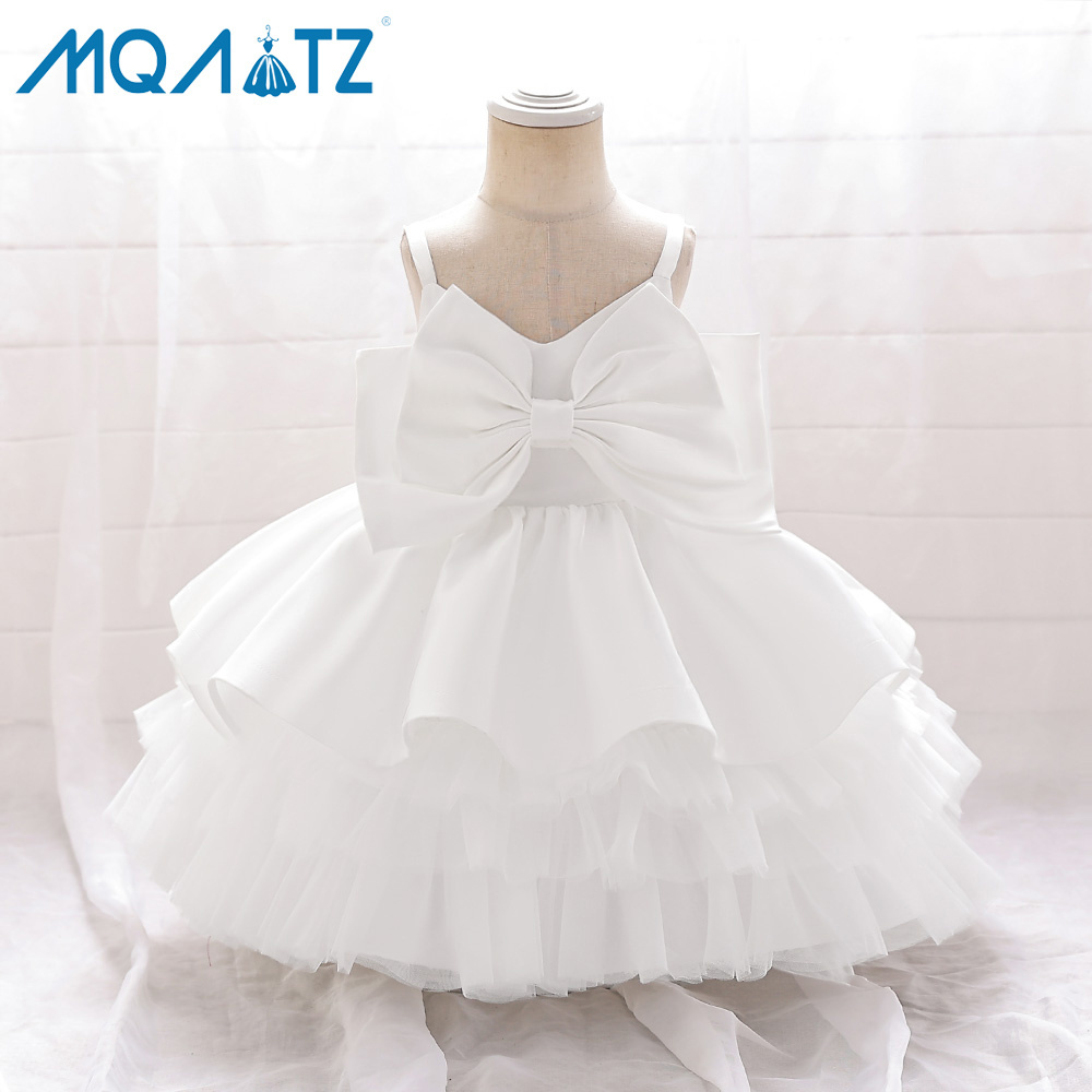 MQATZ elegant good selling princess baby dress with big bow infant 1 year kids tulle layered party dress L2152XZ