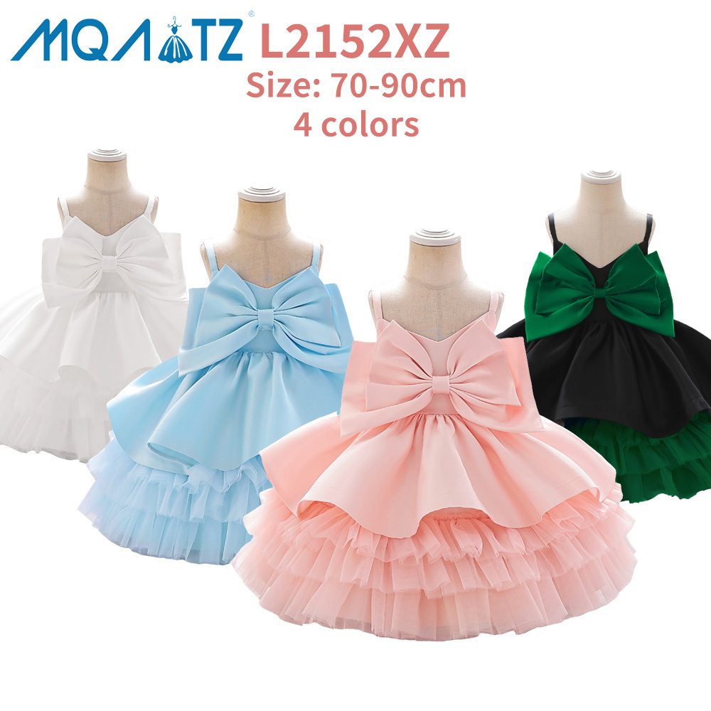 MQATZ elegant good selling princess baby dress with big bow infant 1 year kids tulle layered party dress L2152XZ