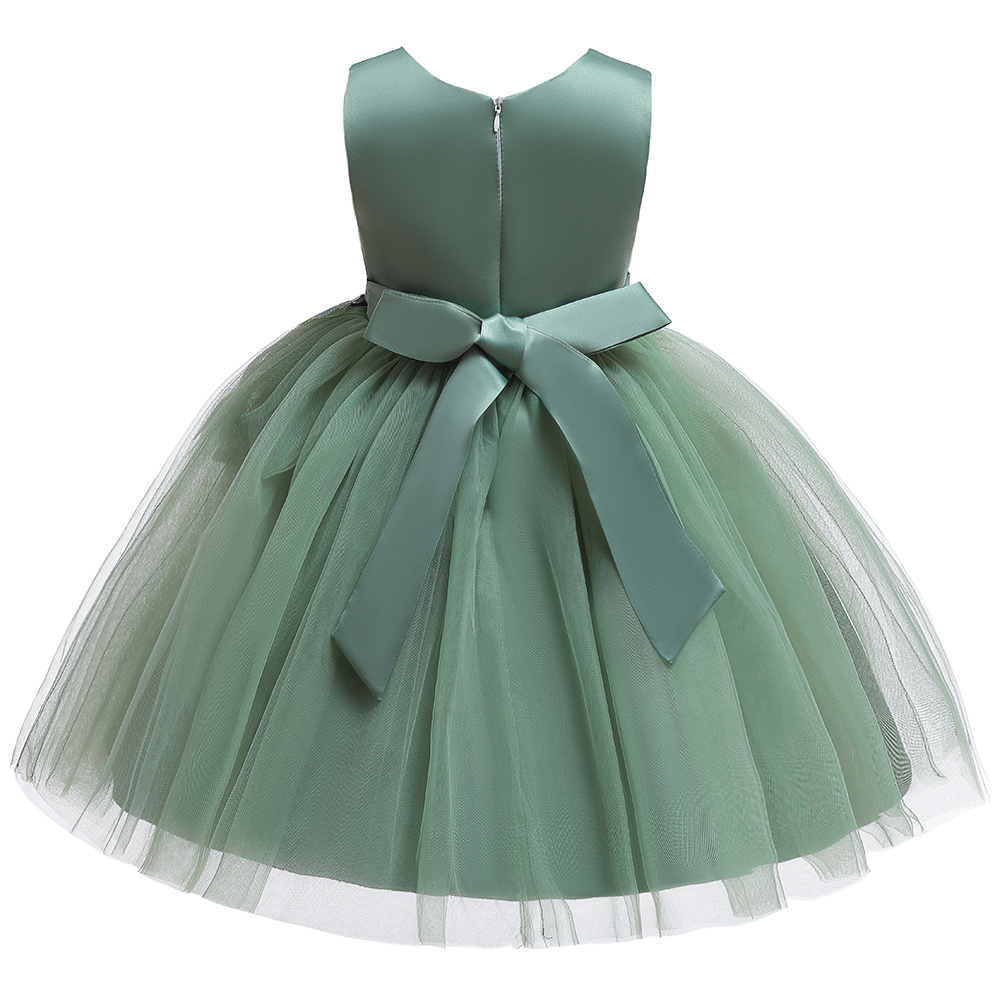 MQATZ Flower Girls Cute Sleeveless Kids Party Dress Big Bow Floral Wedding Birthday Princess Dress