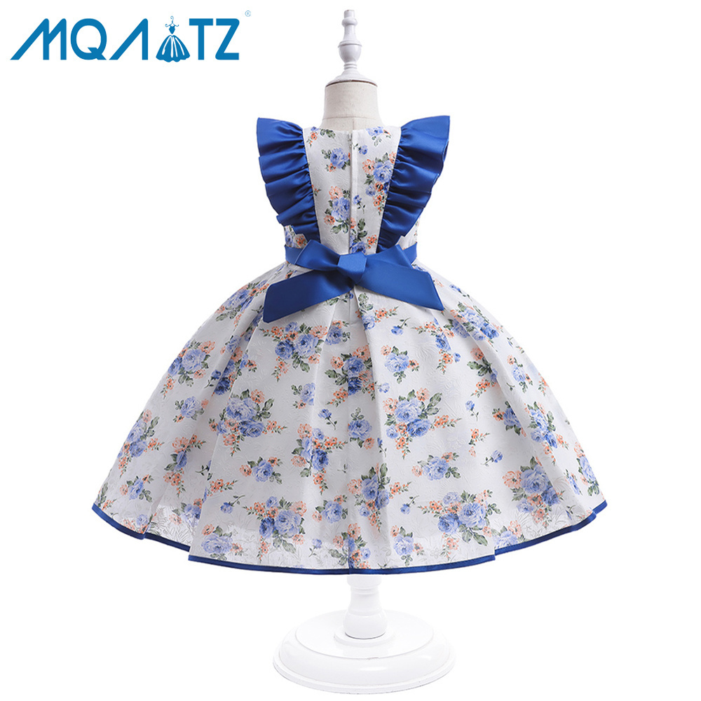 MQATZ Hot Sale Puffy Sleeves Print Flower Gilr Party Dress Children  Evening Dresses For Wedding L5391