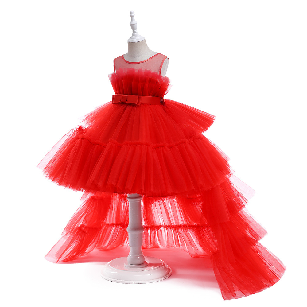 MQATZ large tailing dress for kid flower child dress for 3-11 year princess party tulle dresses for baby girl T5353