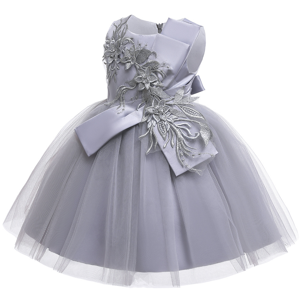 MQATZ Flower Girls Cute Sleeveless Kids Party Dress Big Bow Floral Wedding Birthday Princess Dress