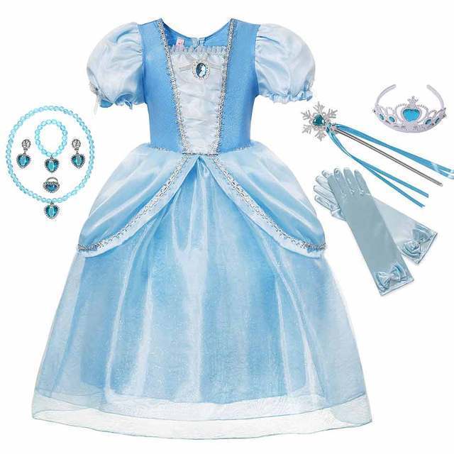 MQATZ New Lovely Girls Puffy Sleeve Party Dress Kids Elsa Princess Cosplay Costume BX260