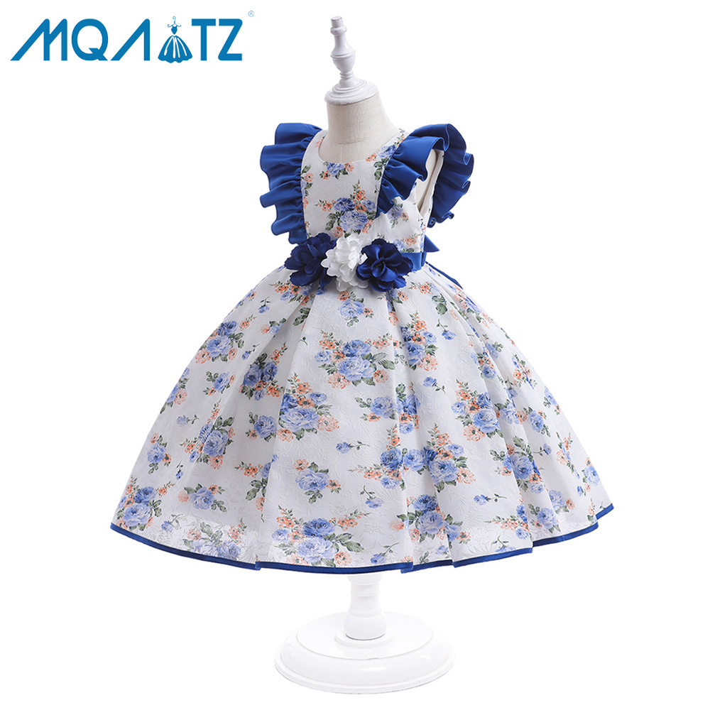 MQATZ Hot Sale Puffy Sleeves Print Flower Gilr Party Dress Children  Evening Dresses For Wedding L5391