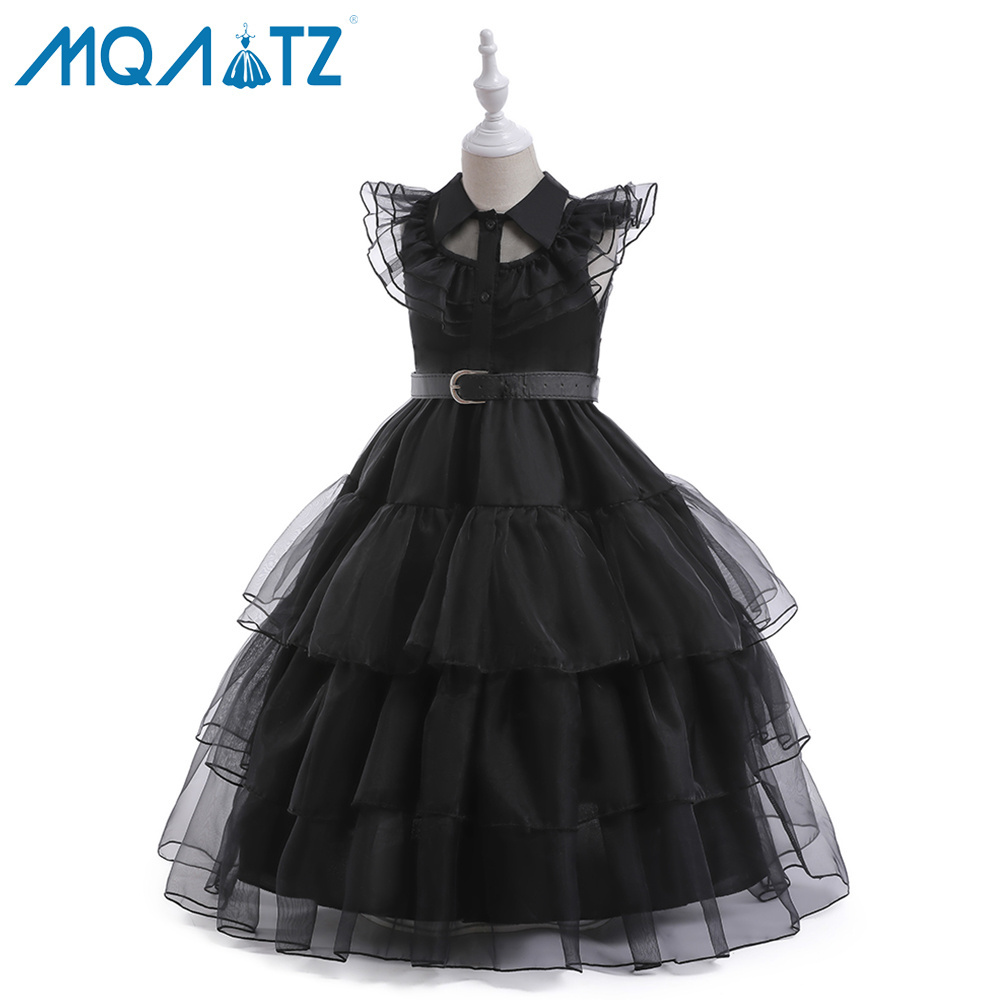 MQATZ New Arrivals Adams Family Wednesday Baby Girl  Party Dress Halloween Holiday Hot Sales Costume