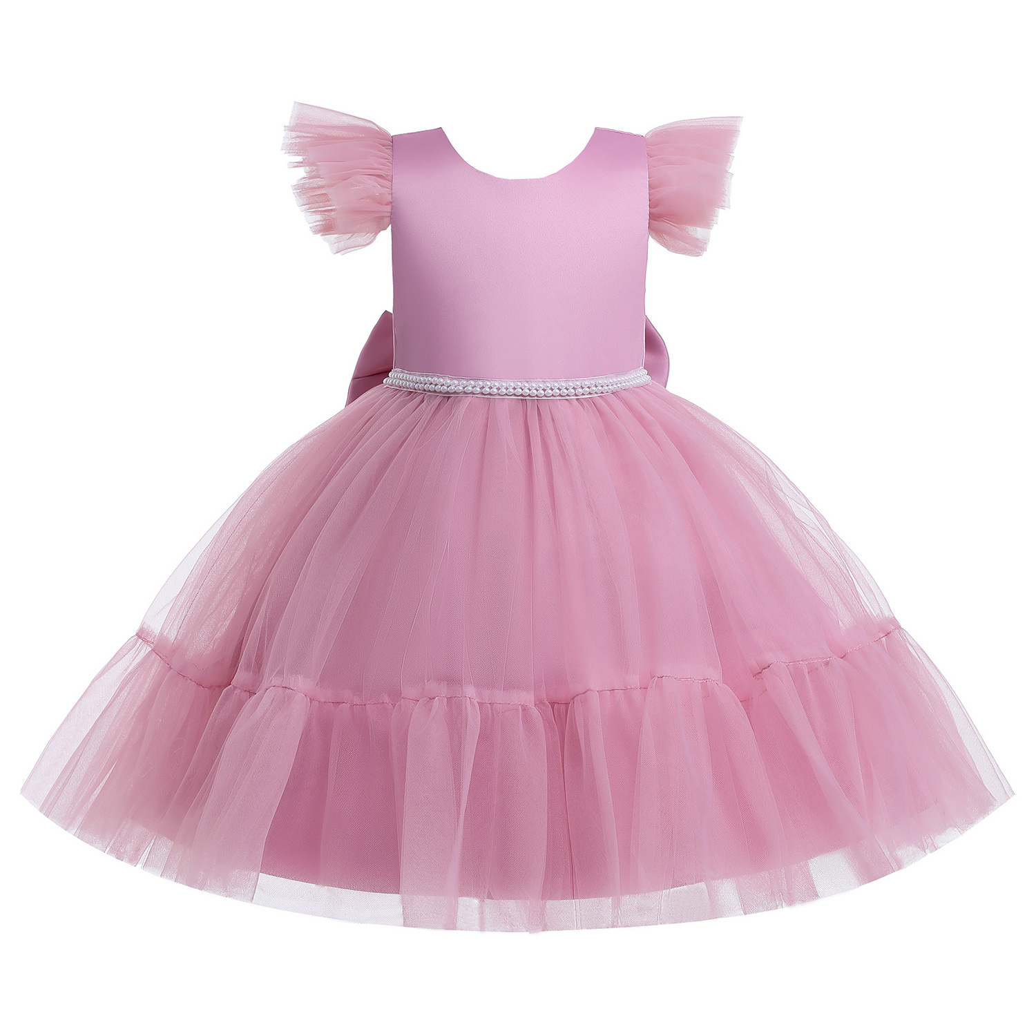 MQATZ New Arrival Single Jacquard Elegant Baby Girls Dress Stock Puffy Kids Frock Girl tulle Dress L5293