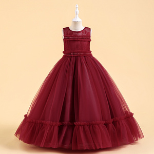 MQATZ Wholesale Red Christmas Puffy Smocked Kids Dress For Girls Birthday Pageant Girl Wedding Ball Gowns