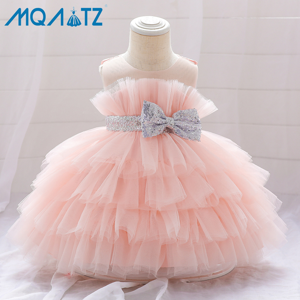 MQATZ Children Dress 2023 Layered Bow Sleeveless For Party  Dress Girls Fashion Factory Price Dresses For Baby Gowns