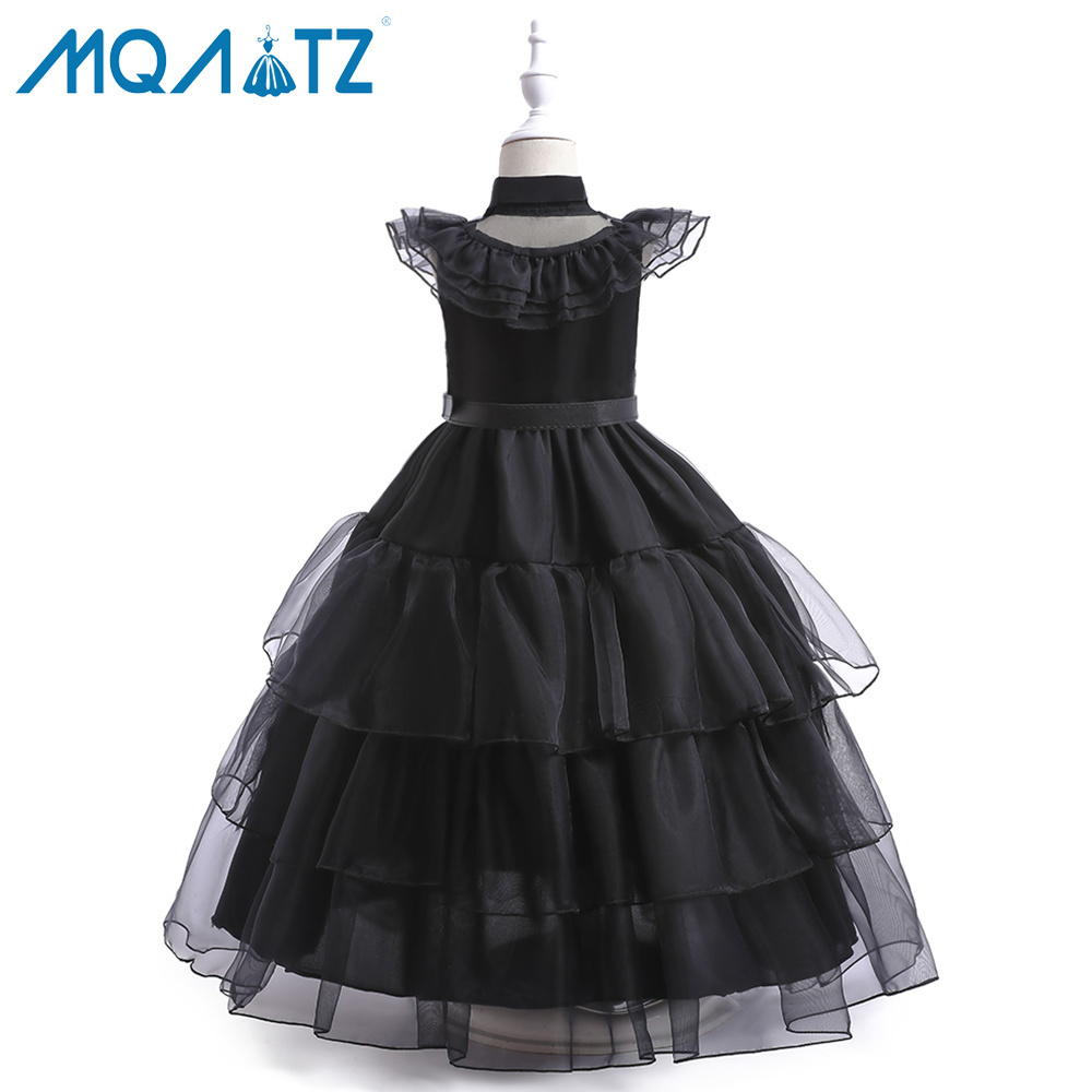 MQATZ New Arrivals Adams Family Wednesday Baby Girl  Party Dress Halloween Holiday Hot Sales Costume