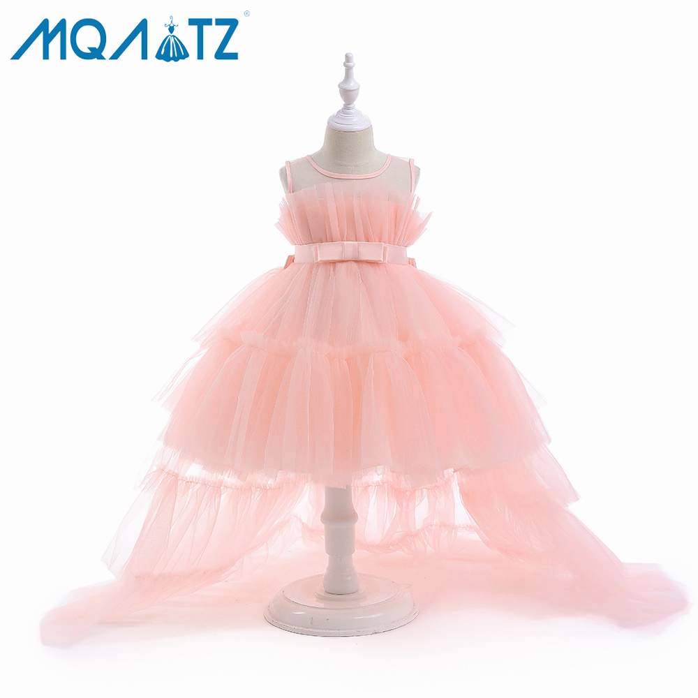 MQATZ large tailing dress for kid flower child dress for 3-11 year princess party tulle dresses for baby girl T5353