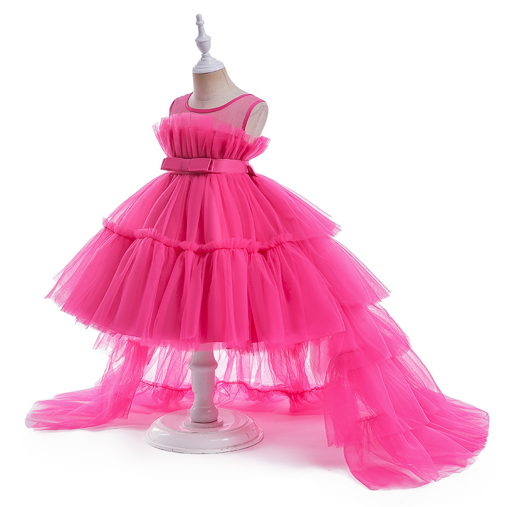 MQATZ large tailing dress for kid flower child dress for 3-11 year princess party tulle dresses for baby girl T5353