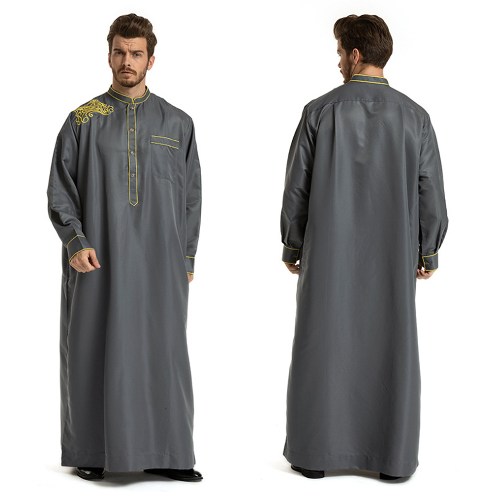 2023 Hot Sales New Model Morocco Cotton Fabric Thobe High Quality Khamis Arab Islamic Clothing men Thobe