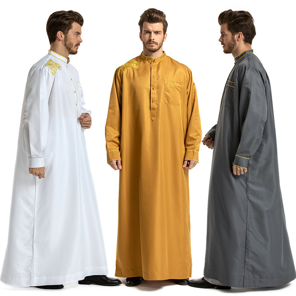 2023 Hot Sales New Model Morocco Cotton Fabric Thobe High Quality Khamis Arab Islamic Clothing men Thobe