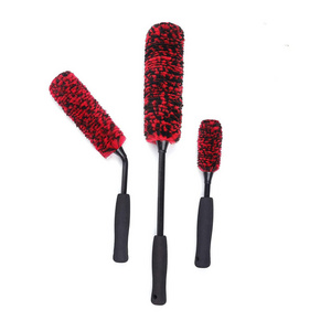 Efficient cleaning 3PK Bendable Auto Detailing Brush Set Synthetic Wool Car Wheel Wash Brush Kit