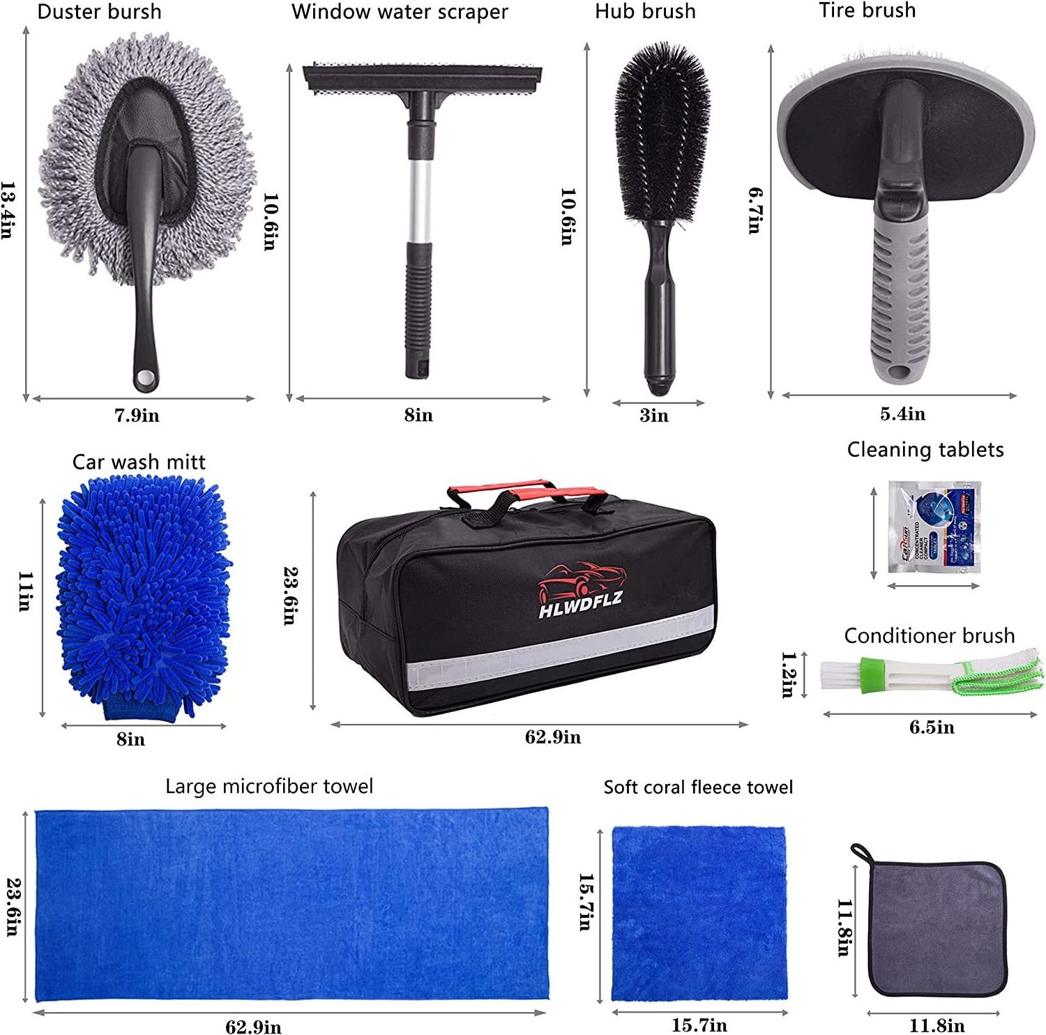 Customized Auto Wash Brush Set Detailing Drill Brush Set Car Care Wash Interior Cleaning Kit