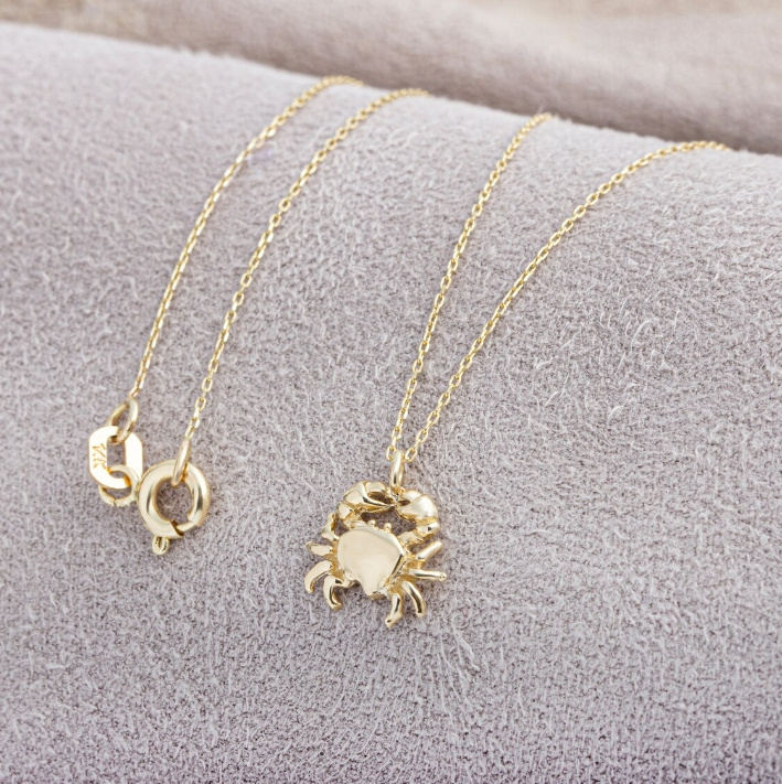 display waterproof seashell  non tarnish jewelry 18k gold plated hypoallergenic fashion jewelry stainless steel  Crab Necklace