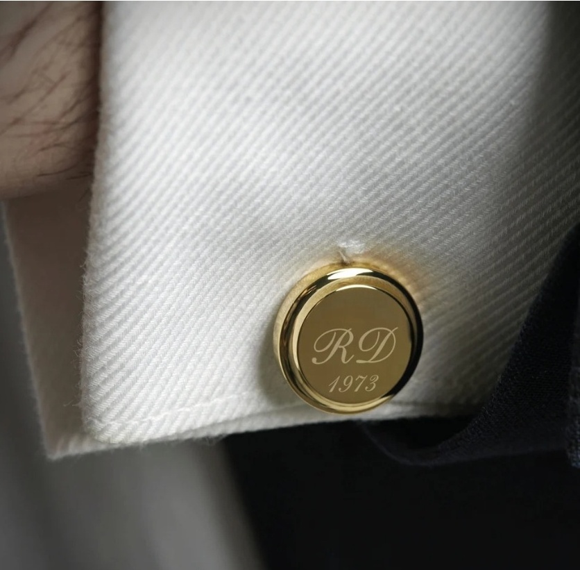 Men's  plated Round Sublimation Gold Personalised Engraved Initial Cuff link Blank Shirts Stainless Customise Name Cufflinks