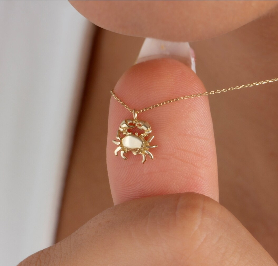 display waterproof seashell  non tarnish jewelry 18k gold plated hypoallergenic fashion jewelry stainless steel  Crab Necklace