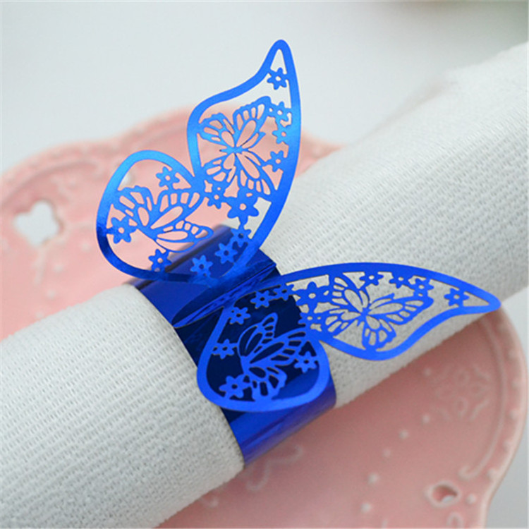 Nice gold laser cut butterfly napkin ring wedding table decoration for wholesale