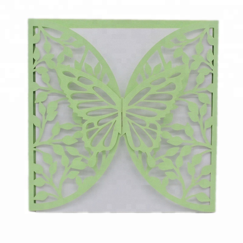 unique wedding invitation cards laser cut butterflies flying wedding invitation card