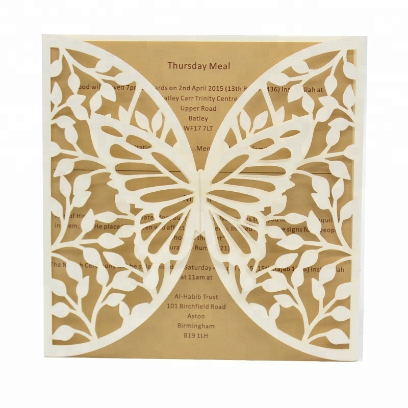 unique wedding invitation cards laser cut butterflies flying wedding invitation card