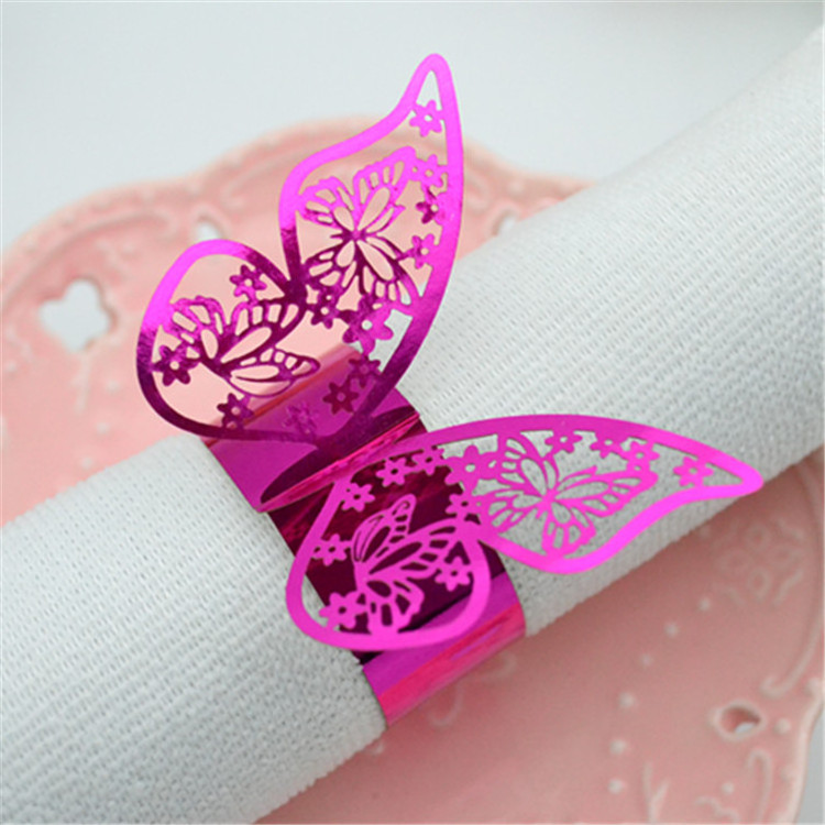 Nice gold laser cut butterfly napkin ring wedding table decoration for wholesale