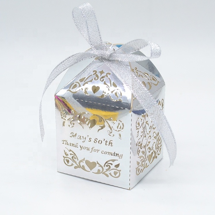 Laser cut metallic gold love heart indian wedding favor sweet boxes for gifting