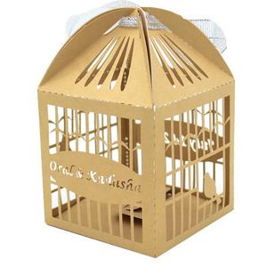 new product paper favor box hollow laser cut wedding bird cages paper box wedding favor gift box