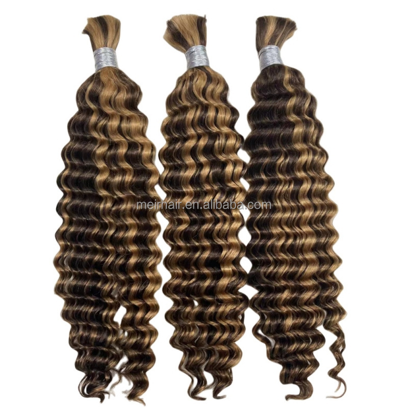 Wet and Wavy Deep Wave Bulk Braiding Hair No Weft Afro Kinky Bulk Human Hair