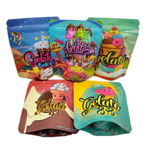 Stock Mylar Bags Reclosable Zip Lock Puffs Chips Brownies Snacks Food Smell Proof Edible Packaging Custom Size PET Packing Socks