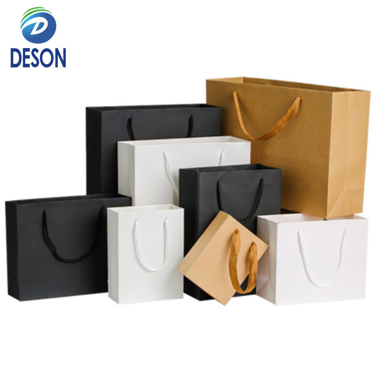 Deson Reusable Custom Protection Growing Black Brown Kraft Paper Square Bottom Luxury Shopping Gift Bag with Logo