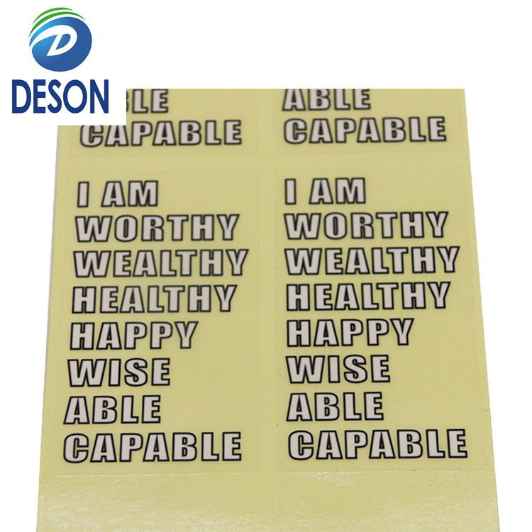 Deson Crystal label uv transfer sticker Pressure label Tear film leave word Tea logo Self-adhesive transfer sticker