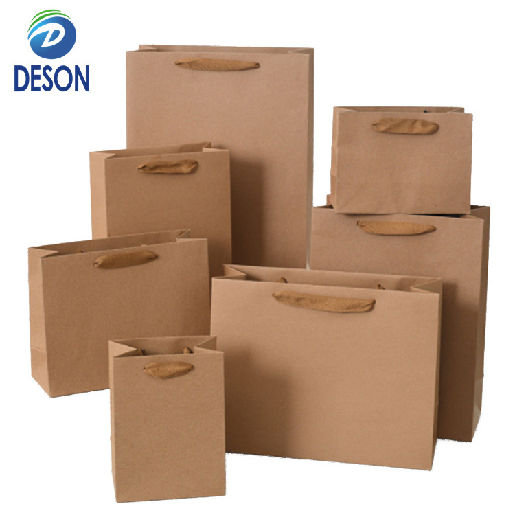 Deson Reusable Custom Protection Growing Black Brown Kraft Paper Square Bottom Luxury Shopping Gift Bag with Logo