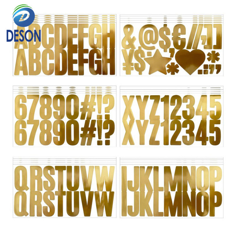 Deson Waterproof Metal Logo Stickers Decoration Labels For Gifts, Clear Gold Foil Self Adhesive Sticker Packing Label