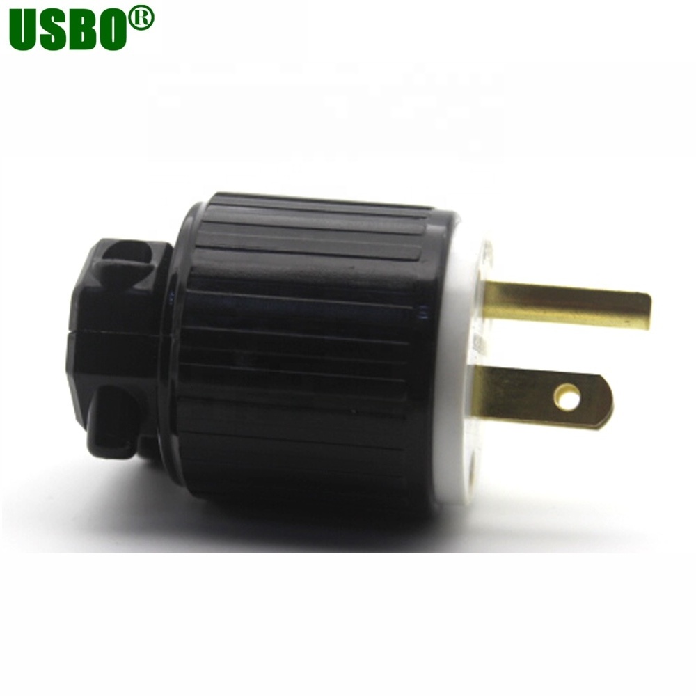 New Copper nema 5-15P Straight Male Power Adaptor Plug 3pins electrical Industrial Wiring connector Type B