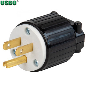 New Copper nema 5-15P Straight Male Power Adaptor Plug 3pins electrical Industrial Wiring connector Type B