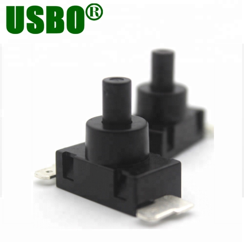 Black 16a 250v latching push button switch for vacuum cleaner