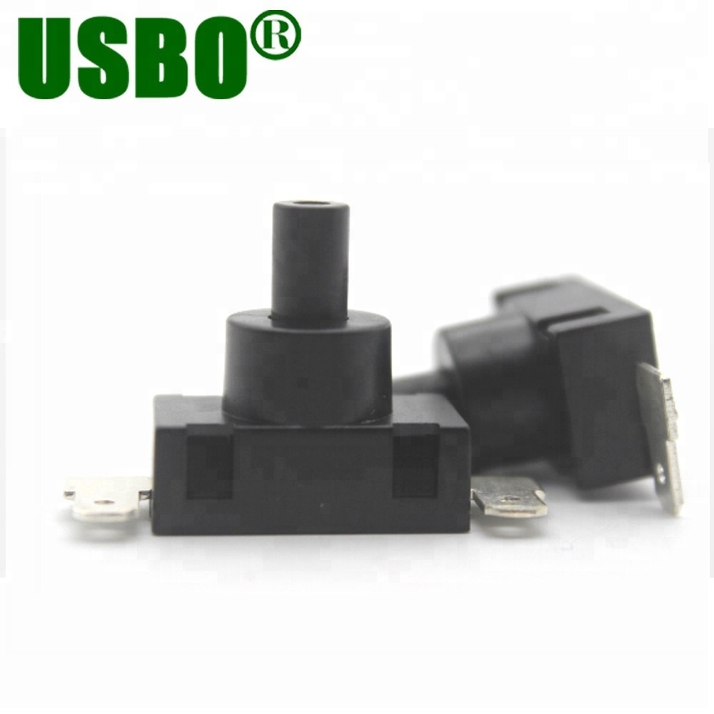 Black 16a 250v latching push button switch for vacuum cleaner