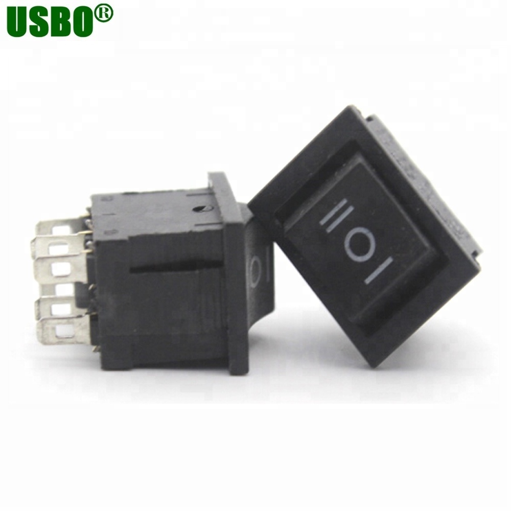 Black 6a 250v 6 pins 3 position on off on rocker switch